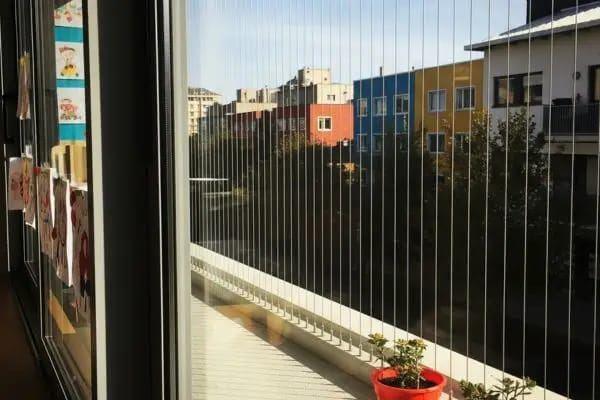 Open balcony before invisible grill