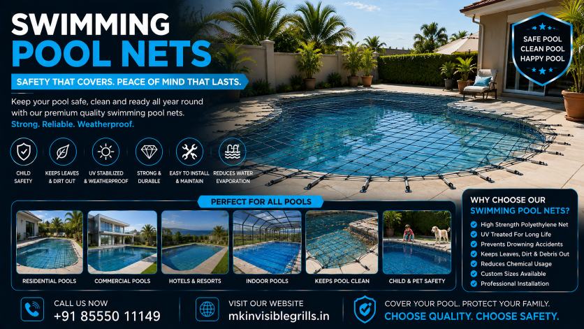 Swimming Pool Nets installation by MK Invisible Grills