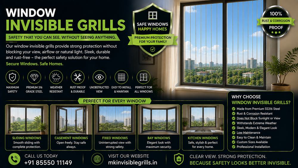 Window Invisible Grills installation by MK Invisible Grills